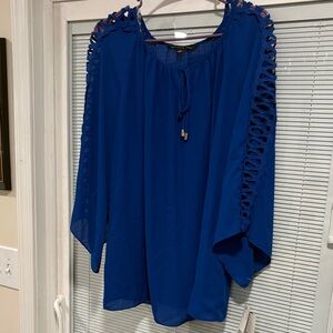 Zac & Rachel Cobalt Blue Blouse with Cut-Out Sleeves